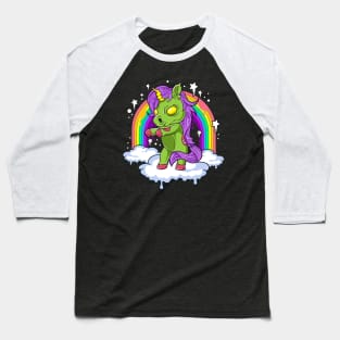 Zombie Unicorn Halloween Horror Funny Cute Baseball T-Shirt